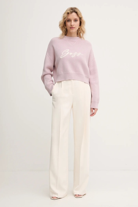 BOSS Orange sweter bawełniany damski kolor różowy 50543979 - zdjęcie produktu nr 2