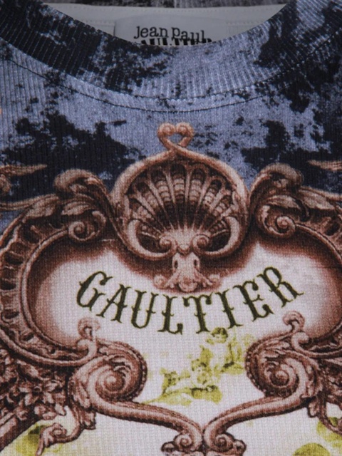 Jean Paul Gaultier baroque-print ribbed T-shirt - Blue - zdjęcie produktu nr 2