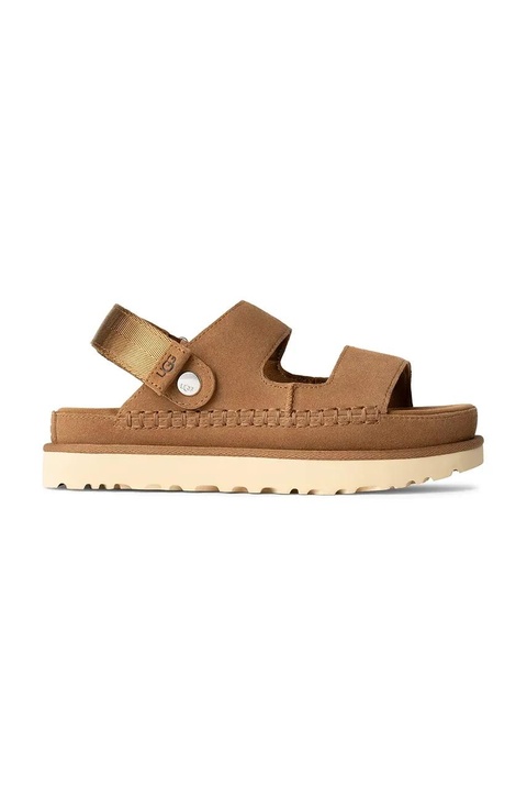 UGG klapki zamszowe Goldenstar Glide damskie kolor brązowy na platformie 1167399-CHE - zdjęcie produktu nr 1