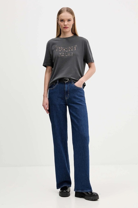 Tommy Jeans t-shirt bawełniany damski kolor szary DW0DW21957 - zdjęcie produktu nr 2