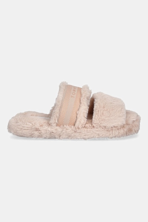 Tommy Hilfiger kapcie HILFIGER FUR SLIPPER kolor pomarańczowy FW0FW08854 - zdjęcie produktu nr 2