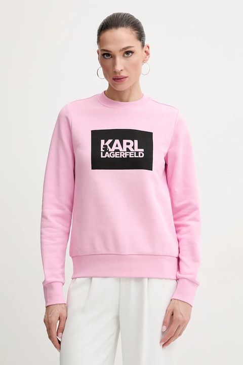 Karl Lagerfeld bluza bawełniana damska kolor różowy z nadrukiem ASW20006 - zdjęcie produktu nr 1