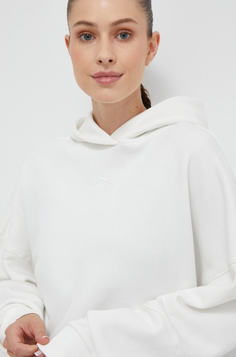 Reebok Biustonosz sportowy LUX COLLECTION damska kolor biały z kapturem z aplikacją 100035627 - zdjęcie produktu nr 2