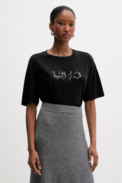 Liu Jo t-shirt bawełniany damski kolor czarny MF5347 JS923 - zdjęcie produktu nr 1