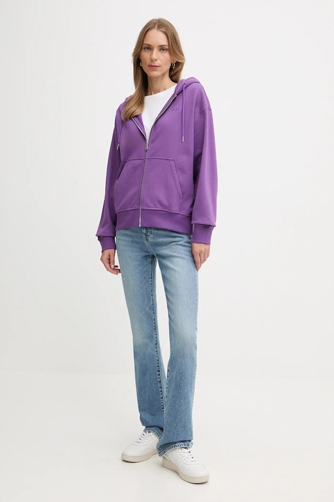 Calvin Klein Jeans bluza damska kolor fioletowy z kapturem gładka LV047B237G - zdjęcie produktu nr 1