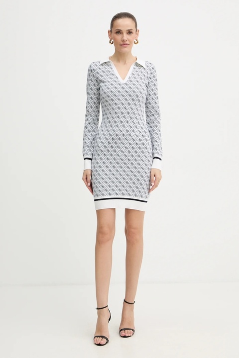 Guess sukienka z domieszką wełny AUBREY kolor beżowy mini dopasowana W5BK25 Z3JD2 - zdjęcie produktu nr 1