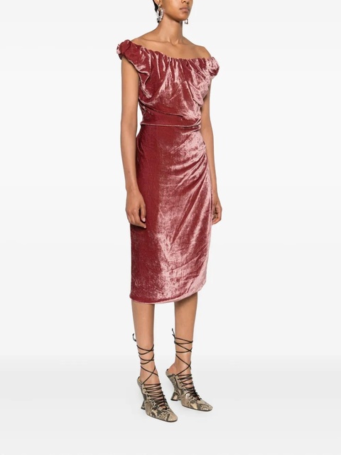 Vivienne Westwood off-shoulder velvet midi dress - Red - zdjęcie produktu nr 2