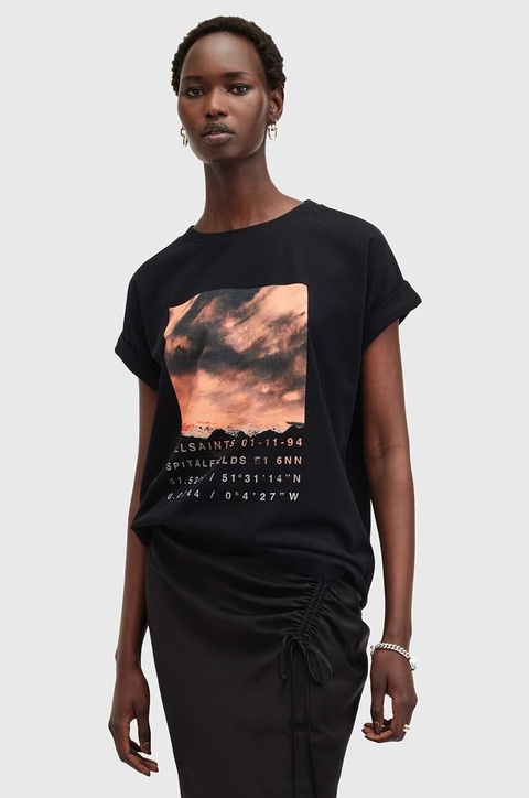 AllSaints t-shirt bawełniany LIBERTE IMO BOY TEE damski kolor czarny W103JB - zdjęcie produktu nr 2