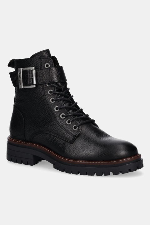 Barbour botki skórzane Heidi damskie kolor czarny na płaskim obcasie LFO0637BK51 - zdjęcie produktu nr 1