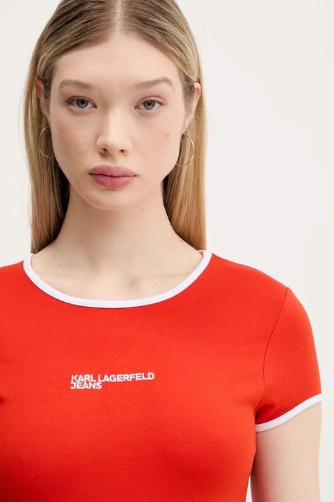 Karl Lagerfeld Jeans sukienka kolor pomarańczowy mini dopasowana A2W13051 - zdjęcie produktu nr 2