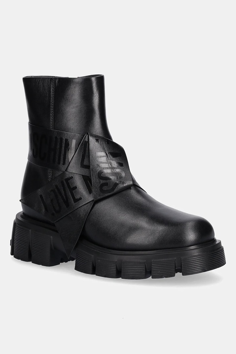Love Moschino botki skórzane damskie kolor czarny na platformie JA24115G1NIAX000 - zdjęcie produktu nr 1