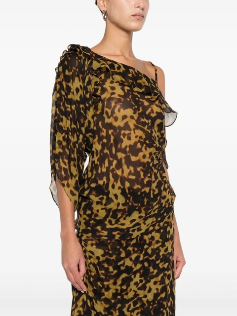 Christopher Esber ruffle-trimmed drape top - Brown - zdjęcie produktu nr 1