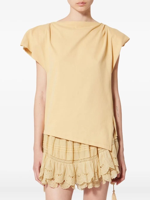 ISABEL MARANT Sebani draped asymmetric tee T-shirt - Yellow - zdjęcie produktu nr 2