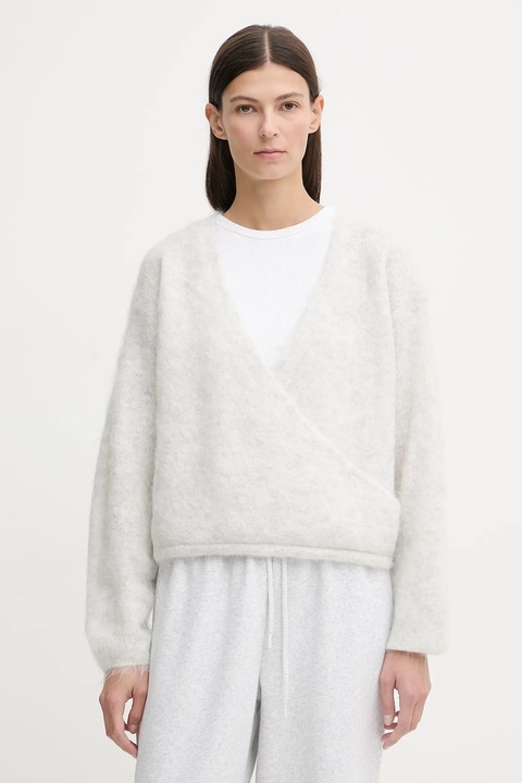 American Vintage sweter z dodatkiem wełny damski kolor szary lekki NUN18D - zdjęcie produktu nr 1