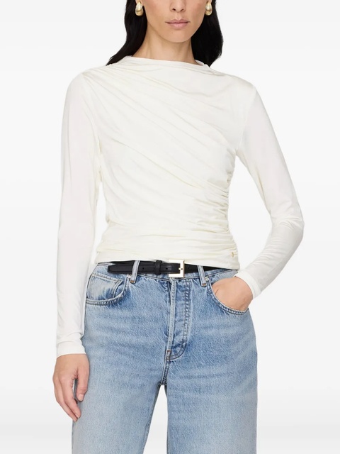 ANINE BING Bray draped long-sleeve top - White - zdjęcie produktu nr 2