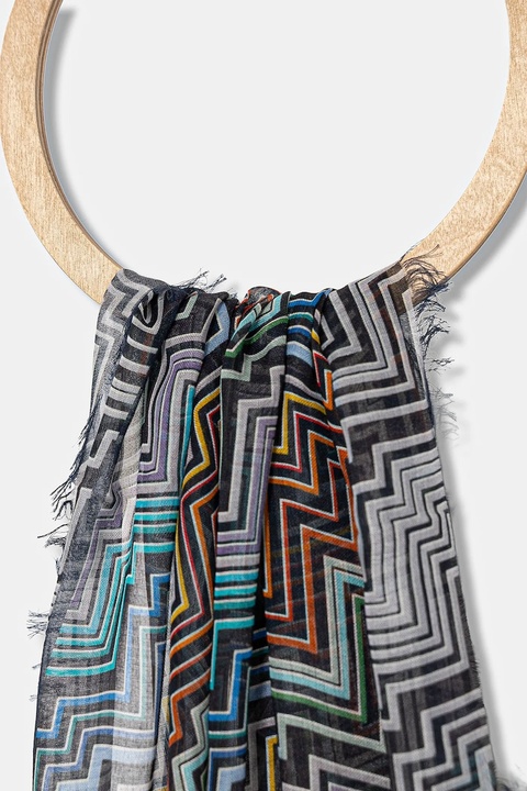 Missoni szal z jedwabiem damski kolor niebieski wzorzysty SA66MMDA295 - zdjęcie produktu nr 2