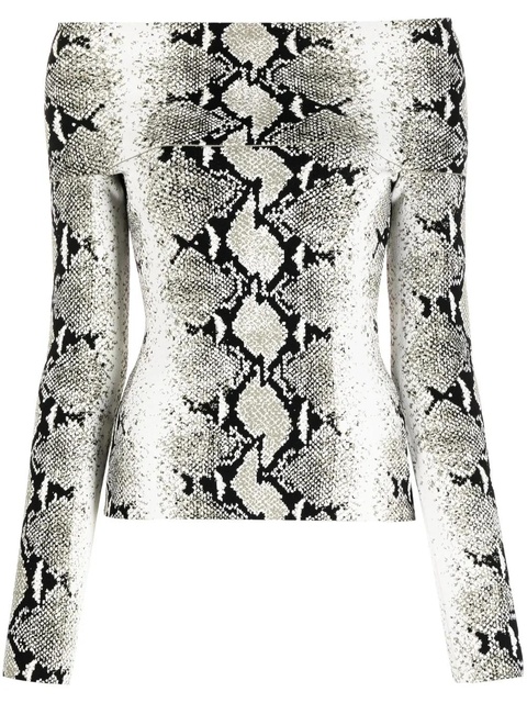 KHAITE snakeskin-print off-shoulder top - White - zdjęcie produktu nr 1