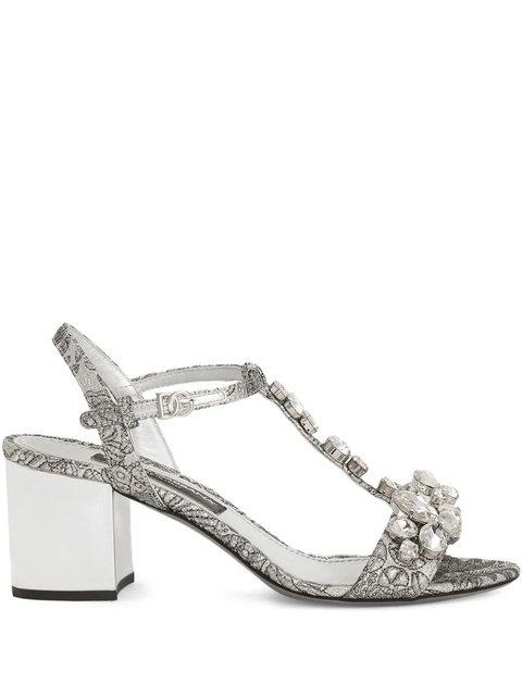 Dolce & Gabbana 60mm embroidery brocade sandals - Silver - zdjęcie produktu nr 1