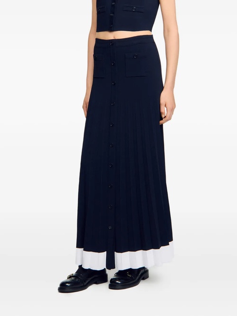 SANDRO pleated button-front skirt - Black - zdjęcie produktu nr 2