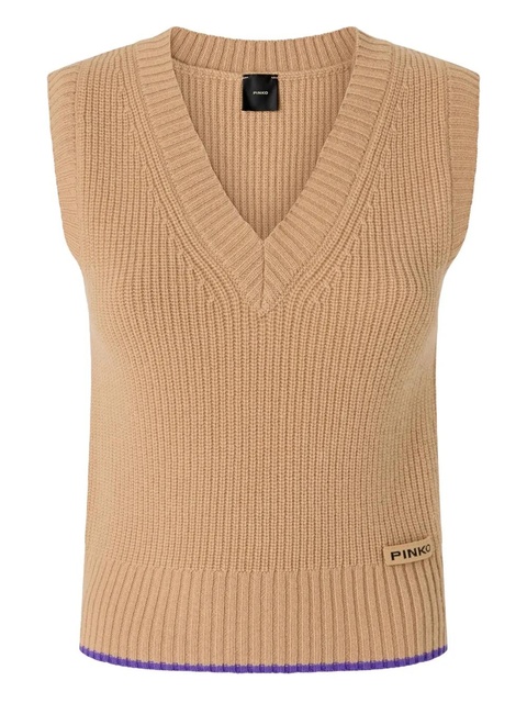 PINKO V-neck waistcoat - Brown - zdjęcie produktu nr 2