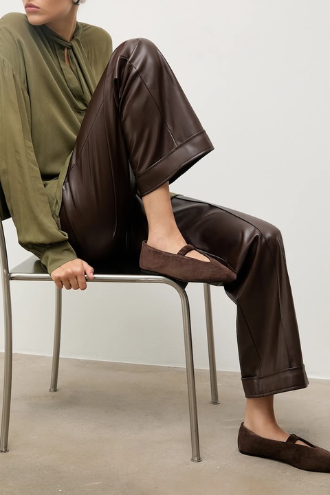 Answear.LAB baleriny zamszowe kolor brązowy - zdjęcie produktu nr 1