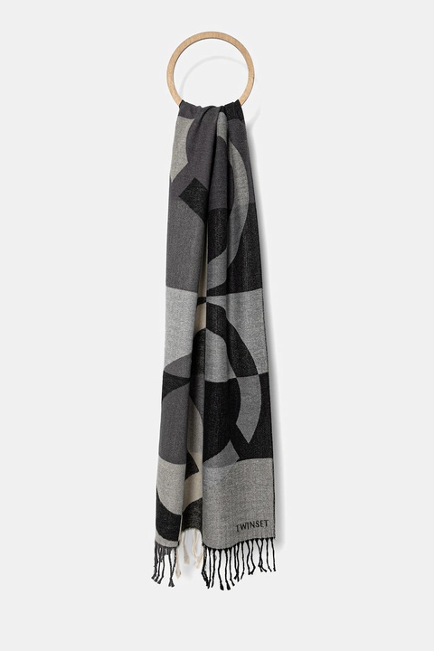 Twinset szalik damski kolor szary wzorzysty 252TA4170 - zdjęcie produktu nr 1