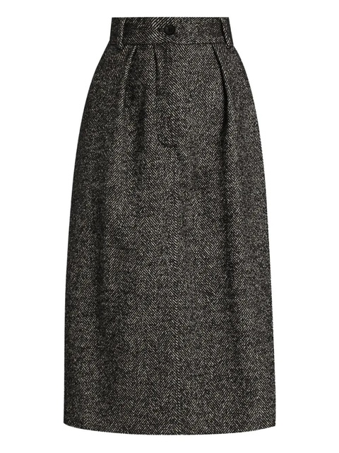Dolce & Gabbana pleated herringbone midi skirt - Grey - zdjęcie produktu nr 1