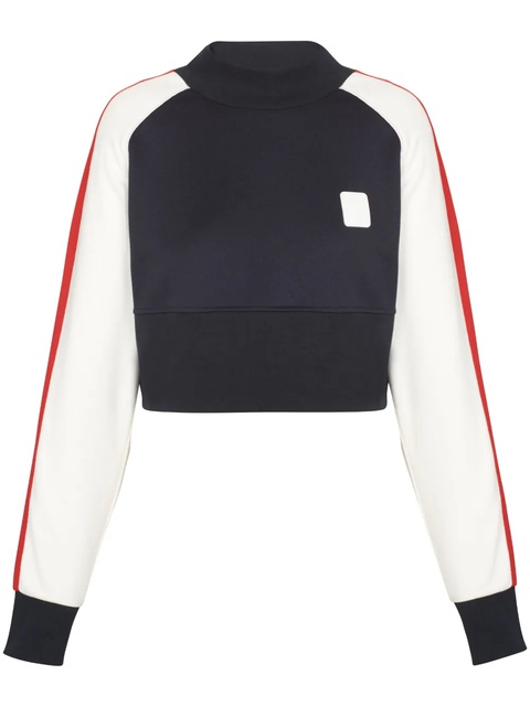 Balmain logo-embroidery cropped sweatshirt - Blue - zdjęcie produktu nr 1