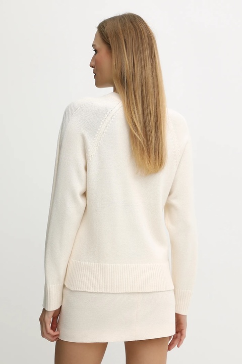 Armani Exchange sweter z dodatkiem wełny damski kolor beżowy lekki XW001335 AF13774 - zdjęcie produktu nr 1