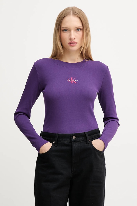 Calvin Klein Jeans longsleeve kolor fioletowy LV047A803G - zdjęcie produktu nr 1