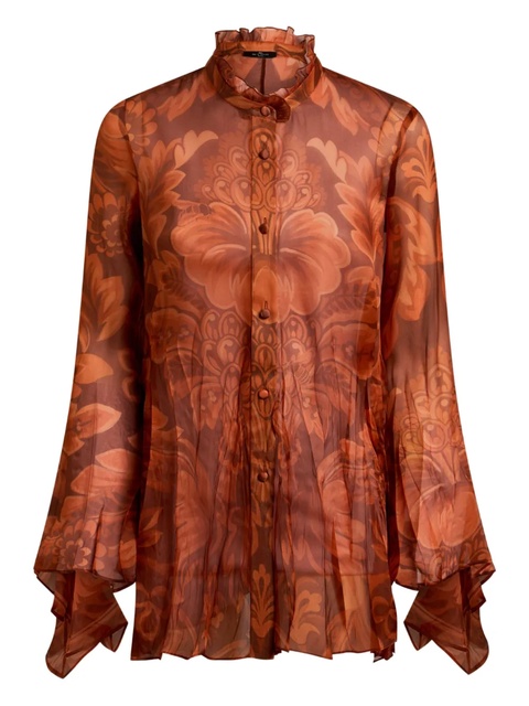 ETRO pleated floral-print shirt - Red - zdjęcie produktu nr 1