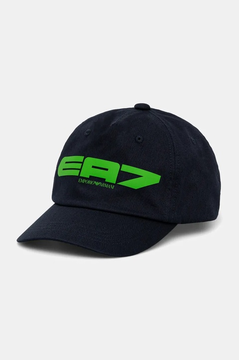 EA7 Emporio Armani czapka z daszkiem bawełniana kolor granatowy z nadrukiem AF13644.7X000053 - zdjęcie produktu nr 1