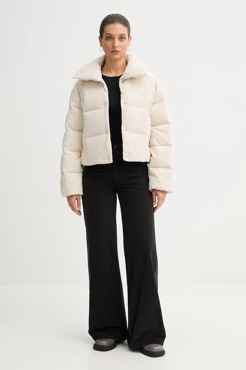 Calvin Klein Jeans kurtka sztruksowa puchowa kolor beżowy zimowa LV044D527G - zdjęcie produktu nr 1