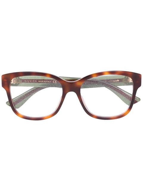 Gucci Eyewear Web arm tortoiseshell glasses - Brown - zdjęcie produktu nr 1