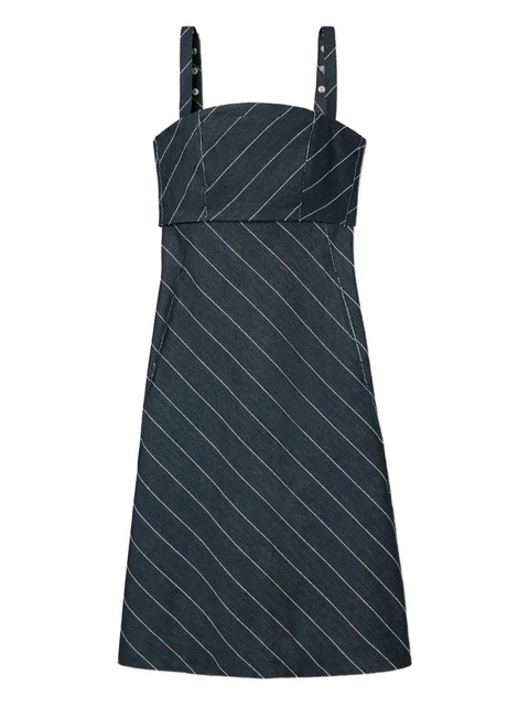 Tory Burch striped-pattern cotton-blend midi dress - Blue - zdjęcie produktu nr 1