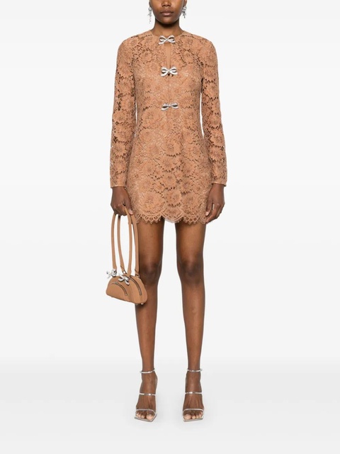 Self-Portrait lace bow mini dress - Brown - zdjęcie produktu nr 2