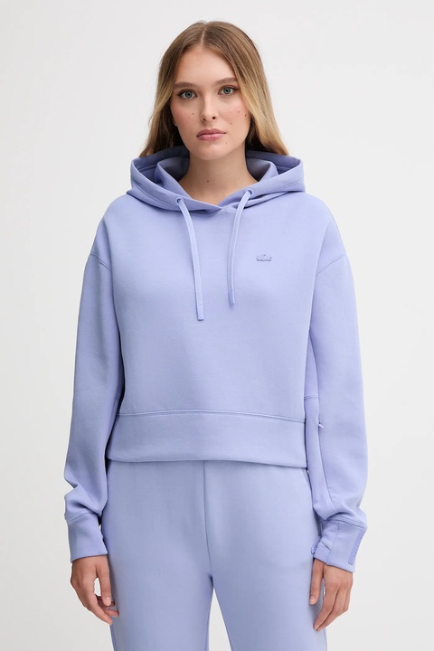 Lacoste bluza damska kolor niebieski z kapturem gładka SF0281 - zdjęcie produktu nr 1