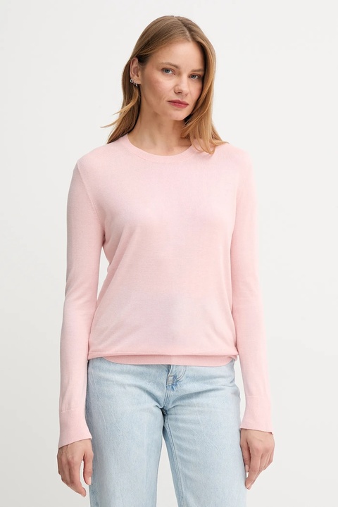 United Colors of Benetton sweter z dodatkiem jedwabiu kolor różowy lekki 1ZRED10CP - zdjęcie produktu nr 1