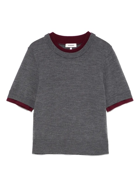 SANDRO contrasting-trim t-shirt - Grey - zdjęcie produktu nr 1