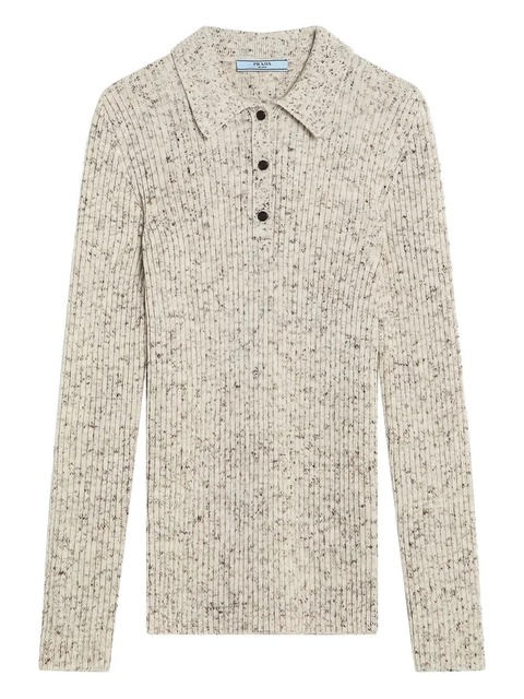 Prada ribbed polo top - Neutrals - zdjęcie produktu nr 1