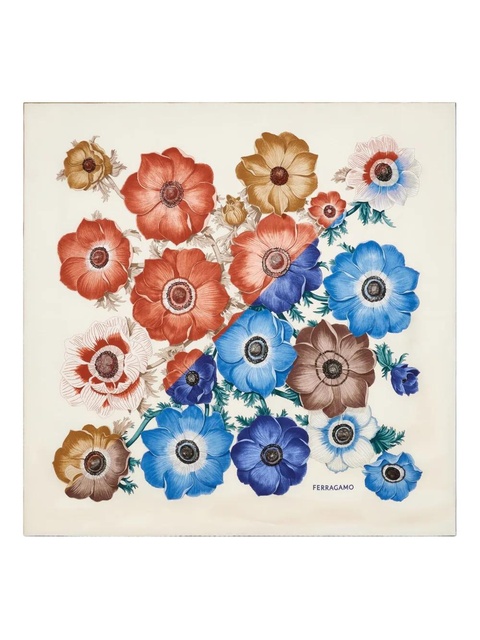 Ferragamo Anemone-print silk scarf - Blue - zdjęcie produktu nr 1