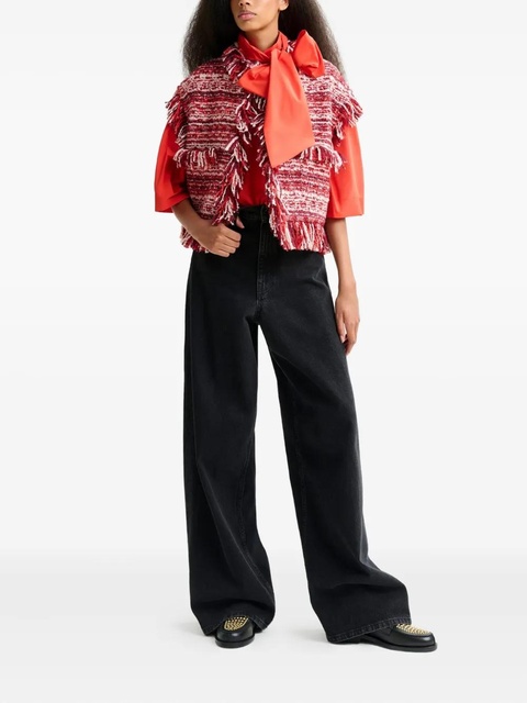 Essentiel Antwerp fringed wool-blend bouclé jacket - Red - zdjęcie produktu nr 2