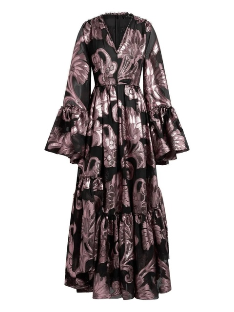 ETRO Coupé metallic-effect floral-print tiered dress - Black - zdjęcie produktu nr 1
