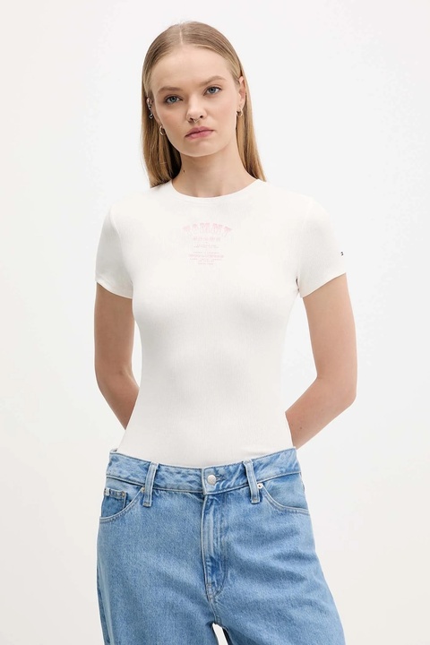 Tommy Jeans t-shirt damski kolor beżowy DW0DW21584 - zdjęcie produktu nr 1