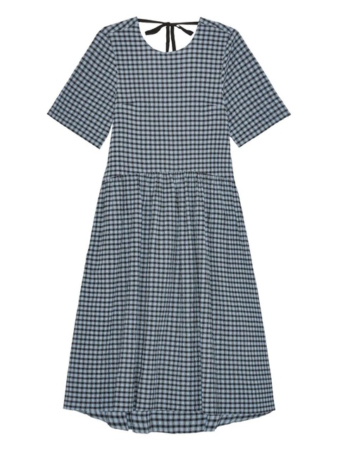 GANNI checked seersucker midi dress - Blue - zdjęcie produktu nr 1