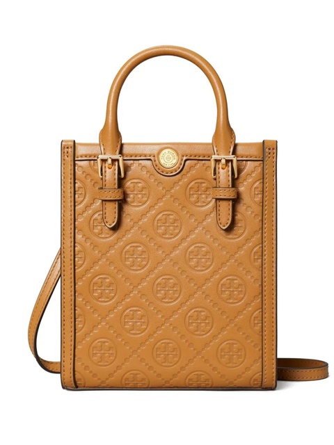 Tory Burch mini T-monogram leather tote bag - Brown - zdjęcie produktu nr 1