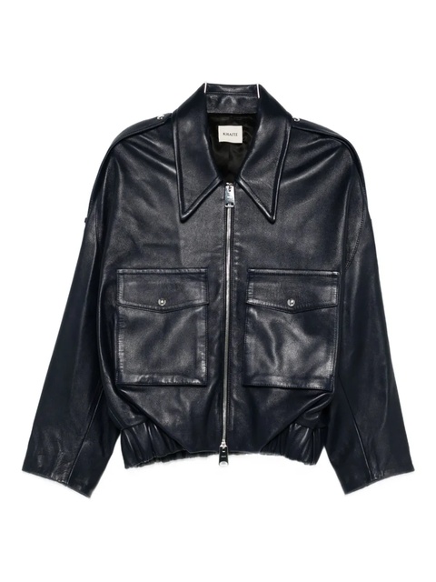 KHAITE leather zip-up bomber jacket - Blue - zdjęcie produktu nr 1