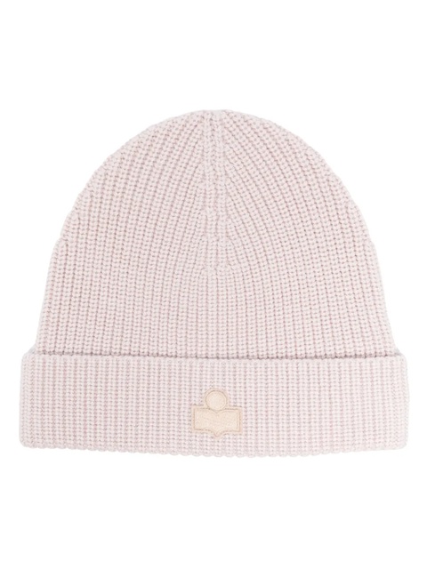 ISABEL MARANT logo-appliqué ribbed-knit beanie - Neutrals - zdjęcie produktu nr 2