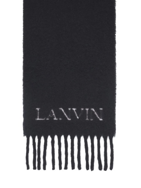 Lanvin jacquard logo motif fringed scarf - Black - zdjęcie produktu nr 2