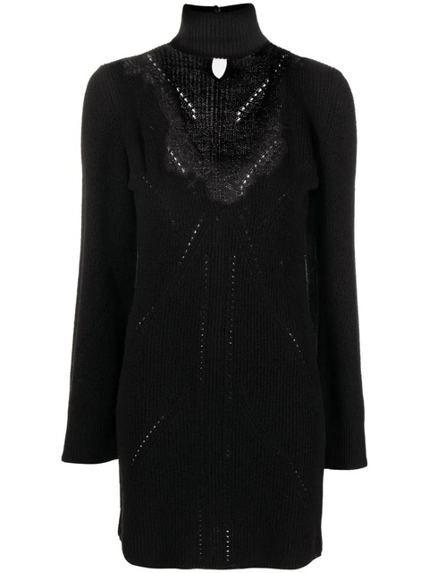 Blumarine lace-trim knitted jumper dress - Black - zdjęcie produktu nr 1